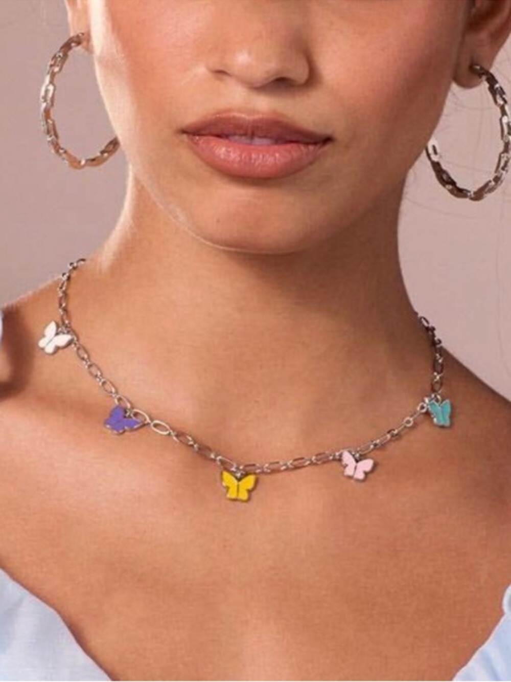 Park Lane Silver Avery Multicolor Enamel Butterfly Necklace - Picture 2 of 5